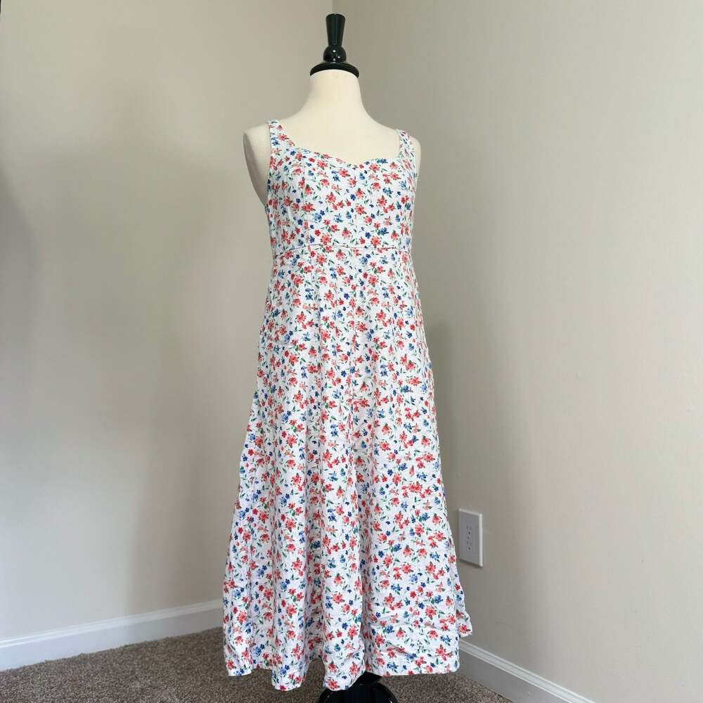 Old Navy Linen Blend Cottagecore Floral Sundress Midi Dress Smocked Back S - Picture 2 of 7